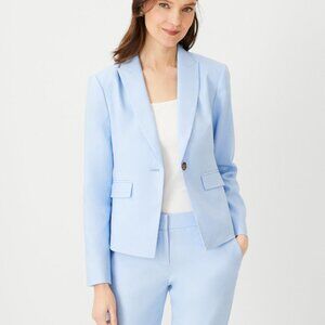 Ann Taylor NWT One-Button Peak Lapel Linen Twill Blazer Light Blue Size 2